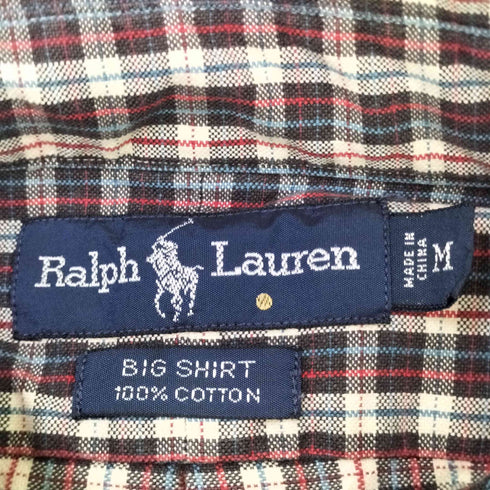 ラルフローレン RALPH LAUREN BIG SHIRT ポニー刺繍 タータンチェック ボタンダウンシャツ メンズ import:M