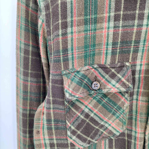 ダブルアールエルラルフローレン RRL RALPH LAUREN .復刻 1ツ星黒タグ タータンチェック フロントポケット チンスト ソフト ネルシャツ メンズ import:S