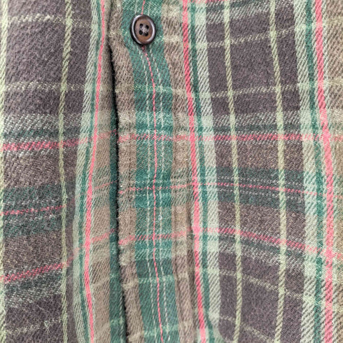 ダブルアールエルラルフローレン RRL RALPH LAUREN .復刻 1ツ星黒タグ タータンチェック フロントポケット チンスト ソフト ネルシャツ メンズ import:S