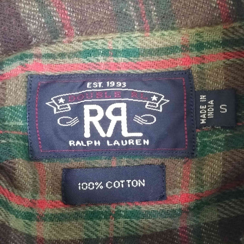ダブルアールエルラルフローレン RRL RALPH LAUREN .復刻 1ツ星黒タグ タータンチェック フロントポケット チンスト ソフト ネルシャツ メンズ import:S