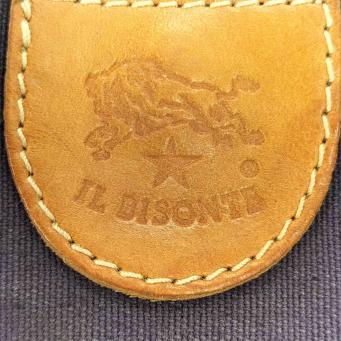イルビゾンテ IL BISONTE ロゴ プリント レザー ストラップ キャンバス トートバッグ メンズ