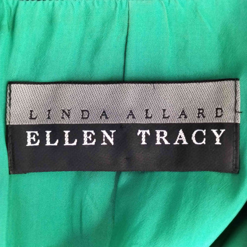 LINDA ALLARD ELLEN TRACY 総柄 鳥 1B シルク テーラード ジャケット レディース US:10