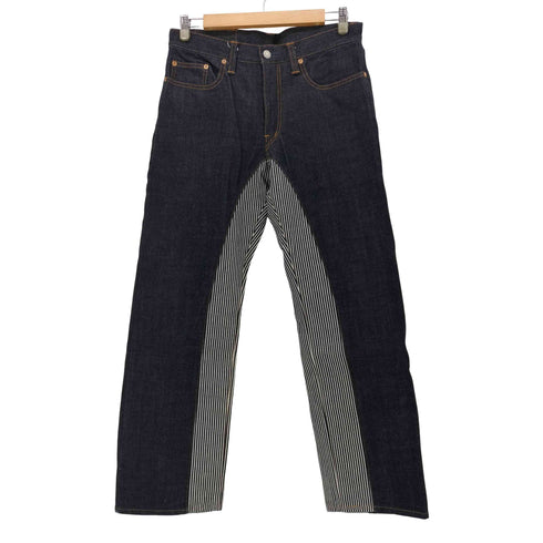コジマジーンズ 児島 KOJIMA GENES MONKEY COMBO PANTS モンキーコンボ ストライプ 切替 デニム レディース 32
