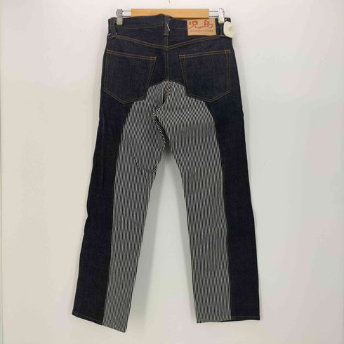 コジマジーンズ 児島 KOJIMA GENES MONKEY COMBO PANTS モンキーコンボ ストライプ 切替 デニム レディース 32