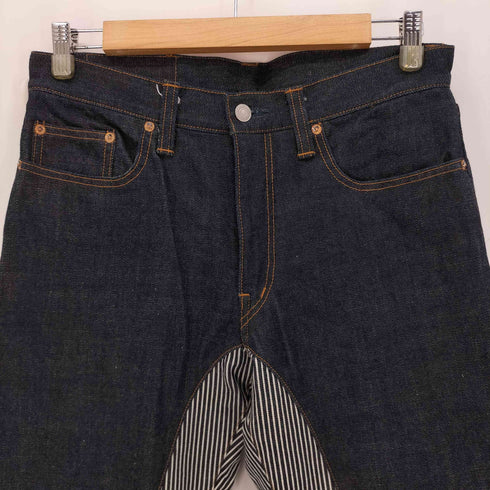 コジマジーンズ 児島 KOJIMA GENES MONKEY COMBO PANTS モンキーコンボ ストライプ 切替 デニム レディース 32