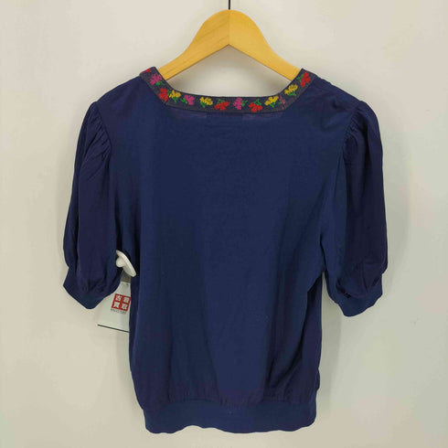 イヴサンローラン Yves Saint Laurent リブ切替 シルク S/S ブラウス レディース JPN:L