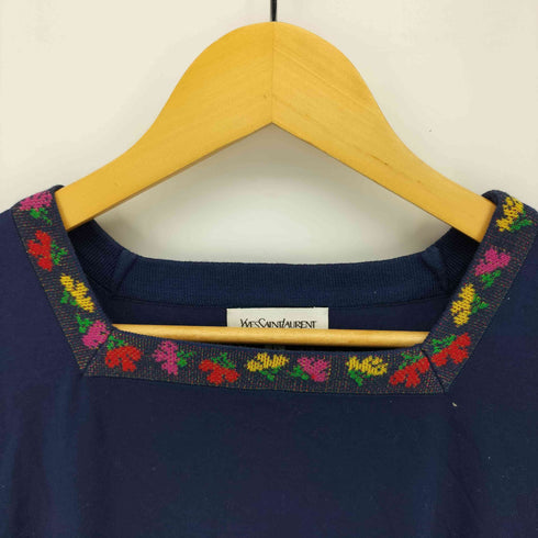 イヴサンローラン Yves Saint Laurent リブ切替 シルク S/S ブラウス レディース JPN:L