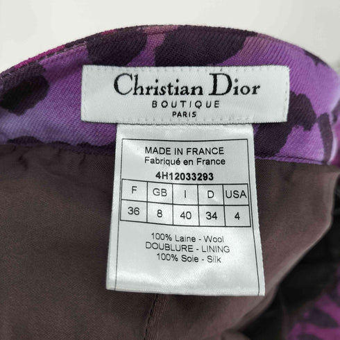 クリスチャンディオール Christian Dior ガリアーノ期 レオパード柄ウールスカート プリーツ レディース FR:36