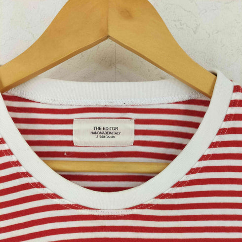 the editor 刺繍デザイン ボーダークルーネックS/S Tシャツ メンズ JPN:M