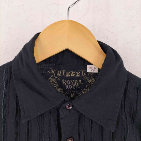 ディーゼル DIESEL ROYAL ROCK フリンジ加工 ストライプデザイン レギュラーカラーシャツ Y2K メンズ import:M