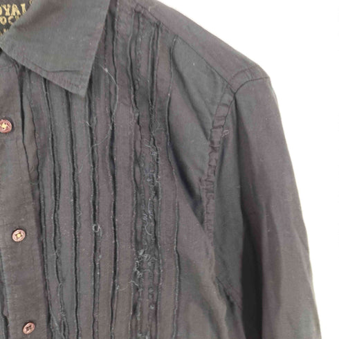 ディーゼル DIESEL ROYAL ROCK フリンジ加工 ストライプデザイン レギュラーカラーシャツ Y2K メンズ import:M
