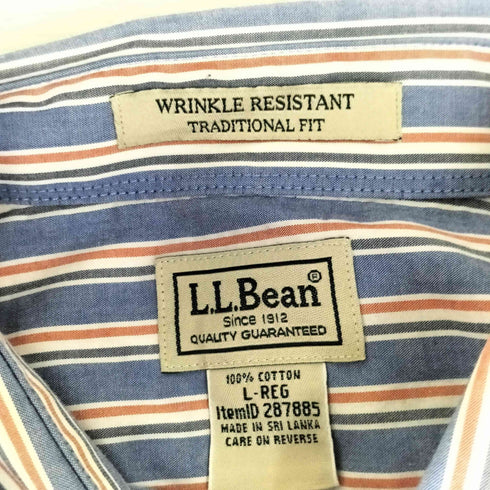 エルエルビーン L.L.Bean WRINKLE RESISTANT ストライプ L/S BDシャツ メンズ JPN:L