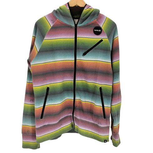 ハーレー Hurley マルチカラー ボーダー デザイン フルジップ パーカー メンズ JPN:L