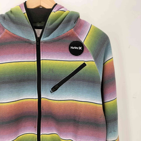ハーレー Hurley マルチカラー ボーダー デザイン フルジップ パーカー メンズ JPN:L