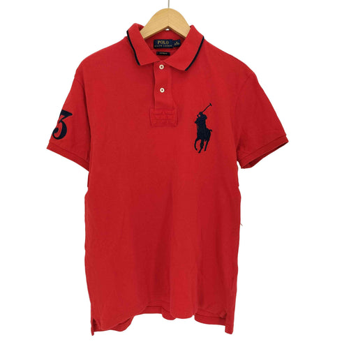 ポロバイラルフローレン Polo by RALPH LAUREN 現行タグ CUSTOM FIT ビッグポニー刺繍 袖ナンバリング3 鹿の子 半袖 ポロシャツ メンズ import:M