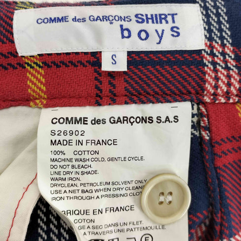 コムデギャルソンシャツ COMME des GARCONS SHIRT BOYS 18SS フランス製 タータンチェック 吊り サスペンダー サルエル パンツ メンズ JPN:S