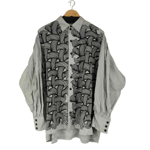ネメス NEMETH 縄 総柄 L/S コットンシャツ メンズ import:L