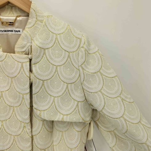 ヴィヴィアンタム VIVIENNE TAM 金ラメ 鱗柄刺繍 スタンドカラー Aラインコート レディース 0