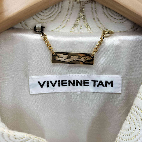 ヴィヴィアンタム VIVIENNE TAM 金ラメ 鱗柄刺繍 スタンドカラー Aラインコート レディース 0
