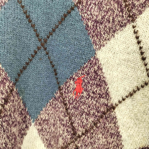 ポロバイラルフローレン Polo by RALPH LAUREN 90s-00s アーガイル ポニー刺しゅう クルーネックニット レディース JPN:M