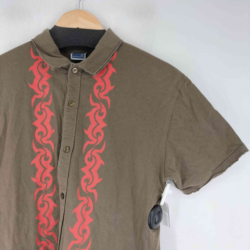 ピーピーエフエム PPFM 00S S/S トライバルプリント ダメージ加工 シャツ y2k メンズ FREE