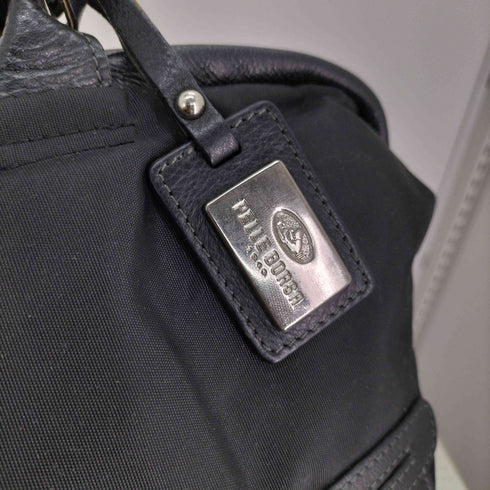 ペレボルサ PELLE BORSA レザー 切替 ナイロンハンドバッグ レディース