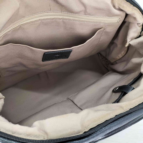 ペレボルサ PELLE BORSA レザー 切替 ナイロンハンドバッグ レディース
