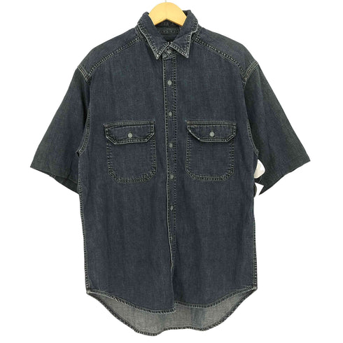ギャップデニム GAP DENIM 00s OLD Double Flap Pocket Denim Work S/S Shirts ダブルフラップ ポケット ショートスリーブ デニム ワークシャツ メンズ import:M