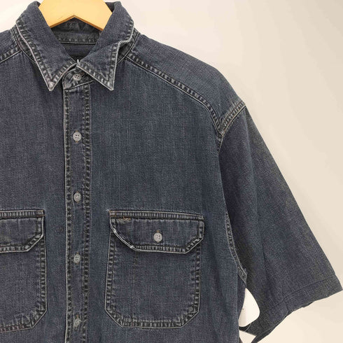 ギャップデニム GAP DENIM 00s OLD Double Flap Pocket Denim Work S/S Shirts ダブルフラップ ポケット ショートスリーブ デニム ワークシャツ メンズ import:M