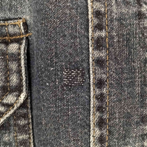 ギャップデニム GAP DENIM 00s OLD Double Flap Pocket Denim Work S/S Shirts ダブルフラップ ポケット ショートスリーブ デニム ワークシャツ メンズ import:M