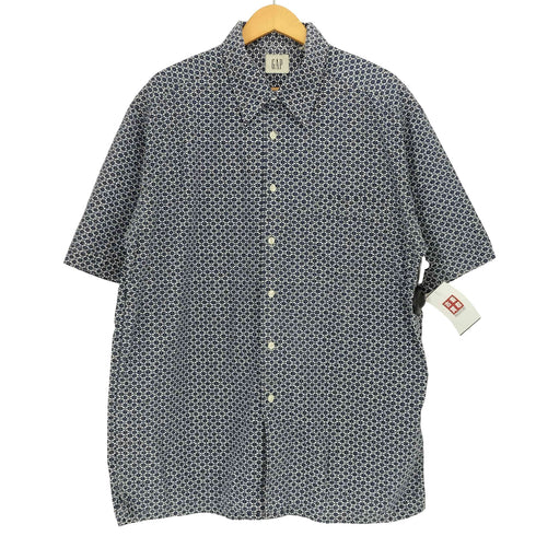 ギャップ Gap 90S OLD 白タグ Regular Collar S/S Shirts 総柄 レギュラーカラー ショートスリーブ シャツ メンズ import:XL