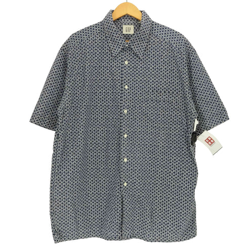 ギャップ Gap 90S OLD 白タグ Regular Collar S/S Shirts 総柄 レギュラーカラー ショートスリーブ シャツ メンズ import:XL
