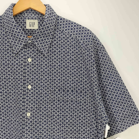 ギャップ Gap 90S OLD 白タグ Regular Collar S/S Shirts 総柄 レギュラーカラー ショートスリーブ シャツ メンズ import:XL
