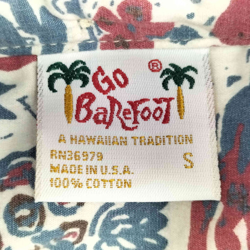 ゴーベアフット GO BareFoot USA製 総柄 ボタンダウン アロハシャツ メンズ import:S