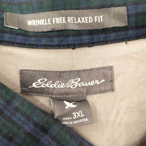 エディーバウアー Eddie Bauer Wrinkle Free Relaxed Fit L/S チェック ボタンダウンシャツ BIG SIZE メンズ 3XL