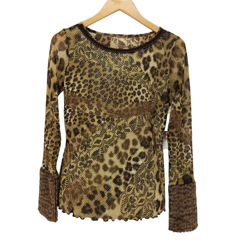jeune dazur レオパード柄シースルーブラウス レディース import:M