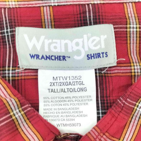 ラングラー Wrangler WRANCHER SHIRTS ランチャーシャツ L/S チェック ウエスタンシャツ BIG SIZE メンズ 2XT