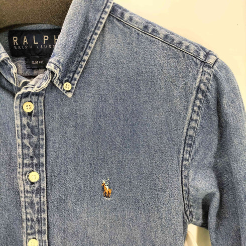 ラルフローレン RALPH LAUREN SLIM FIT ポニー刺しゅう デニム ボタンダウンシャツ レディース