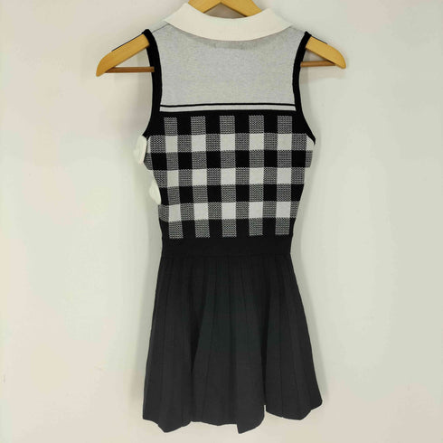 ダーリッチ Darich Gingham Pleated Knit Mini Dress ギンガムチェックプリーツニットミニワンピース レディース FREE