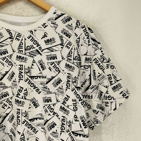 エムエムシックスメゾンマルジェラ MM6 Maison Margiela 紙タグ総柄デザインワイドTシャツ レディース 12