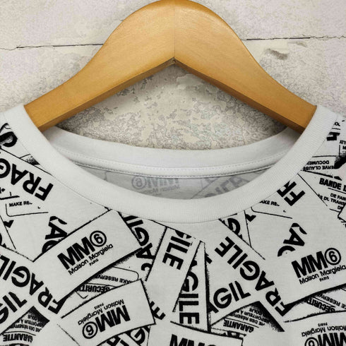 エムエムシックスメゾンマルジェラ MM6 Maison Margiela 紙タグ総柄デザインワイドTシャツ レディース 12