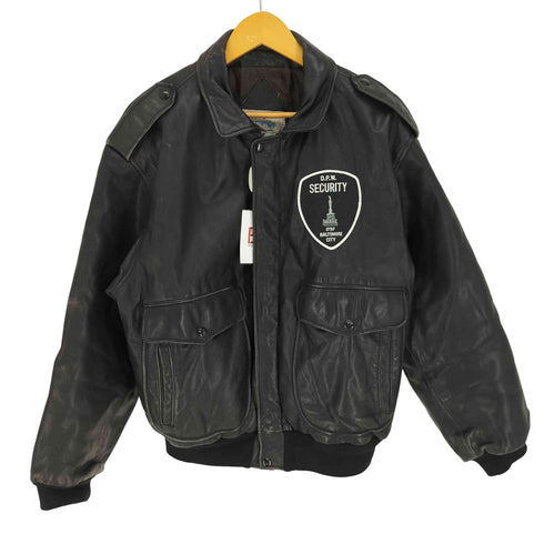 CREEKS Fight Coat 80-90S 米国セキュリティ パッチ付き 比翼 A-2型 ジップアップ レザー フライトジャケット メンズ import:L