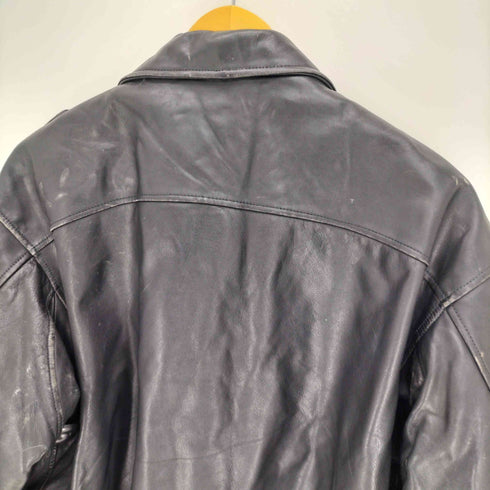 CREEKS Fight Coat 80-90S 米国セキュリティ パッチ付き 比翼 A-2型 ジップアップ レザー フライトジャケット メンズ import:L
