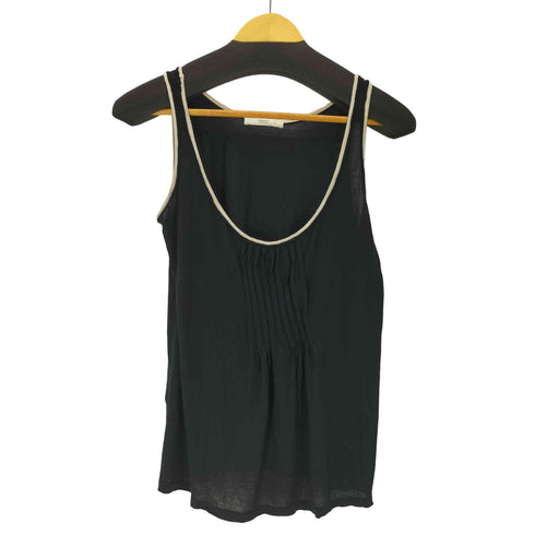 プラダ PRADA MADE IN ITALY イタリア製 レーヨン シルク ピンタック ノースリーブ カットソー Tシャツ タンクトップ レディース import:S