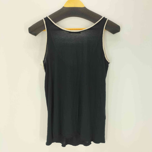 プラダ PRADA MADE IN ITALY イタリア製 レーヨン シルク ピンタック ノースリーブ カットソー Tシャツ タンクトップ レディース import:S