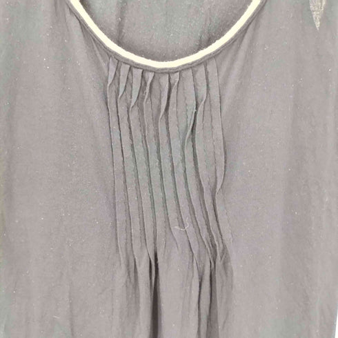 プラダ PRADA MADE IN ITALY イタリア製 レーヨン シルク ピンタック ノースリーブ カットソー Tシャツ タンクトップ レディース import:S