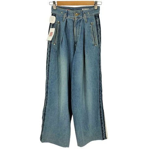 ダブルスタンダードクロージング DOUBLE STANDARD CLOTHING 10oz サイドライン ワイドデニムパンツ レディース 36