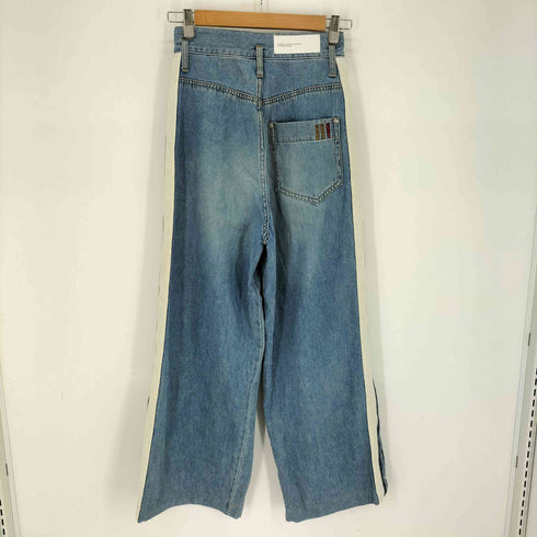 ダブルスタンダードクロージング DOUBLE STANDARD CLOTHING 10oz サイドライン ワイドデニムパンツ レディース 36