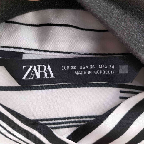 ザラ ZARA バンドカラー ストライプシャツ レディース import:XS