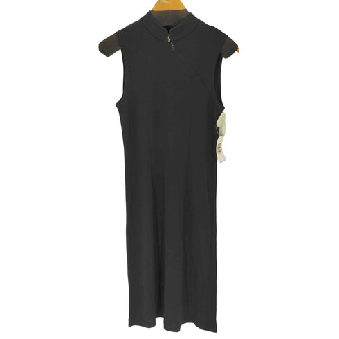 ダナキャランニューヨーク DKNY DNKY CLASSIC レーヨン混 ダイアゴナルジップ ハイネックノースリーブワンピース ドレス レディース S